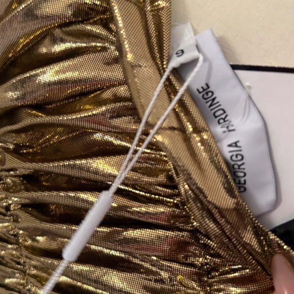 Georgia Hardinge Fossil Metallic Pleated Maxi Dress NWT Size 2 - Picture 3 of 7